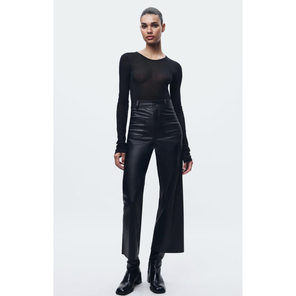 Zara Pants - Zara The Marine Straight Leg Faux Leather Trousers